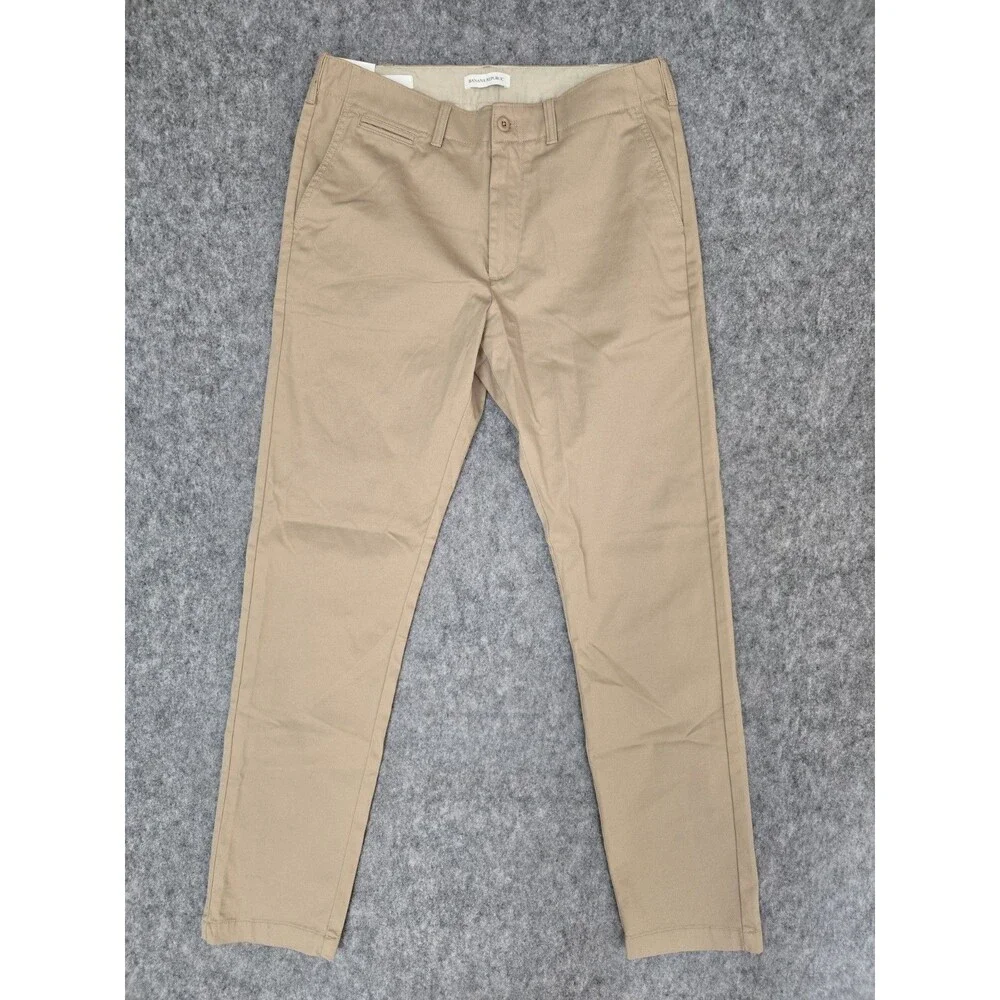 Banana Republic Authentic Slim Chino Pants Mens 34x34 Beige Stretch Flap Pockets